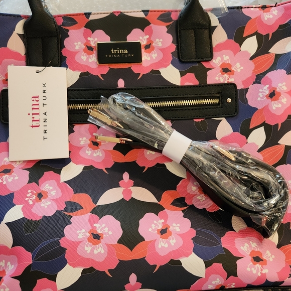 Trina Turk All Over Narcissus Double Handled Tote Detachable Shoulder Strap NWT - Picture 11 of 14